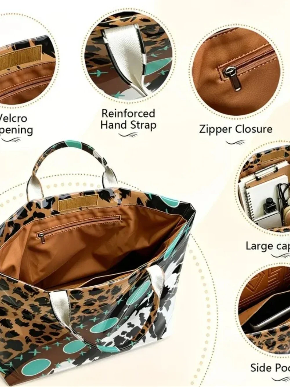 Women Country Cowgirl PVC Daily Commute Tote Hand Bag
